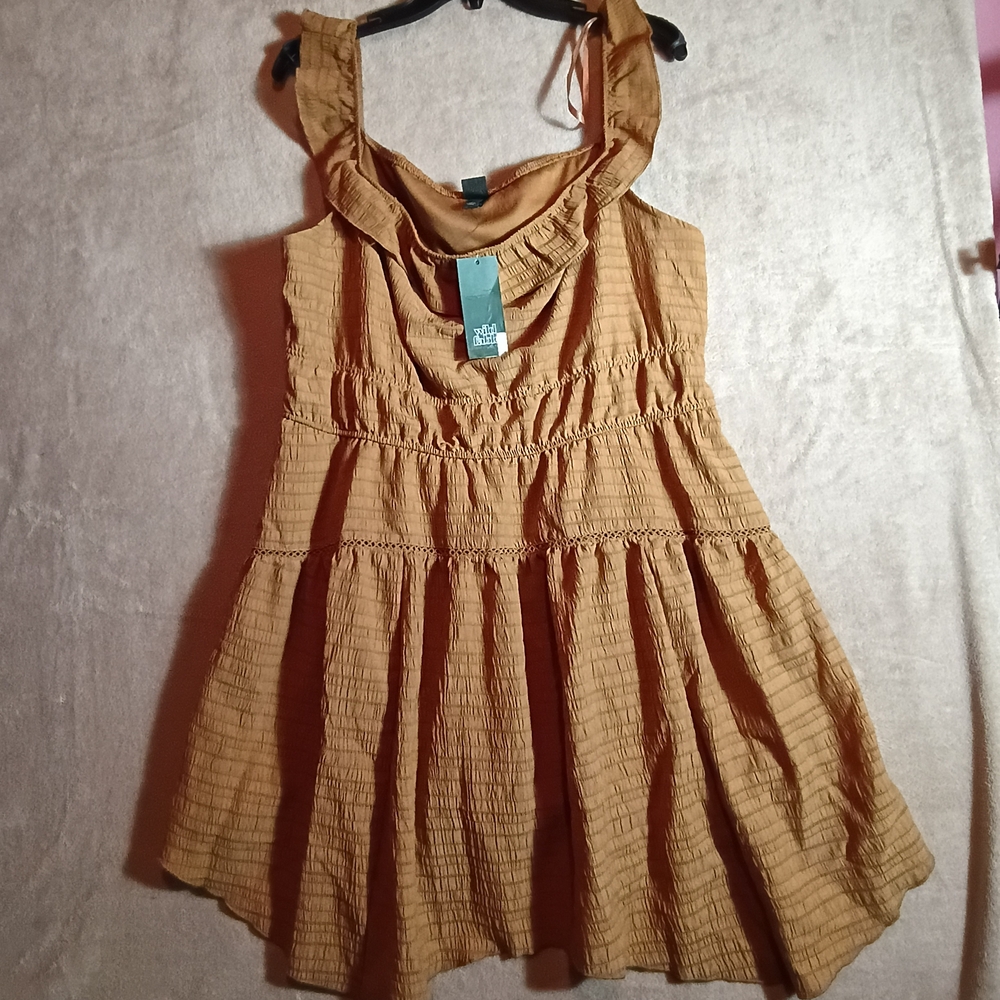 Wild Fable Skater Dress Cognac Brown Tiered Ruffle Size XXL New